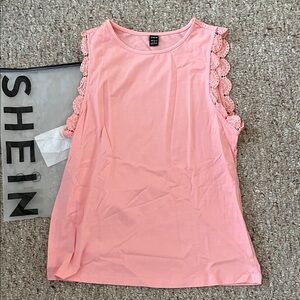 SHEIN Coral Lace Accent Tank Top